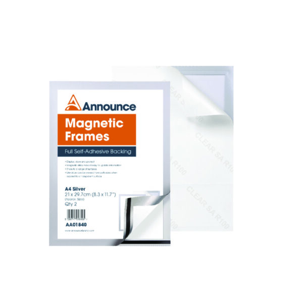 Announce Magnetic Frames A4 Silver (Pack of 2)